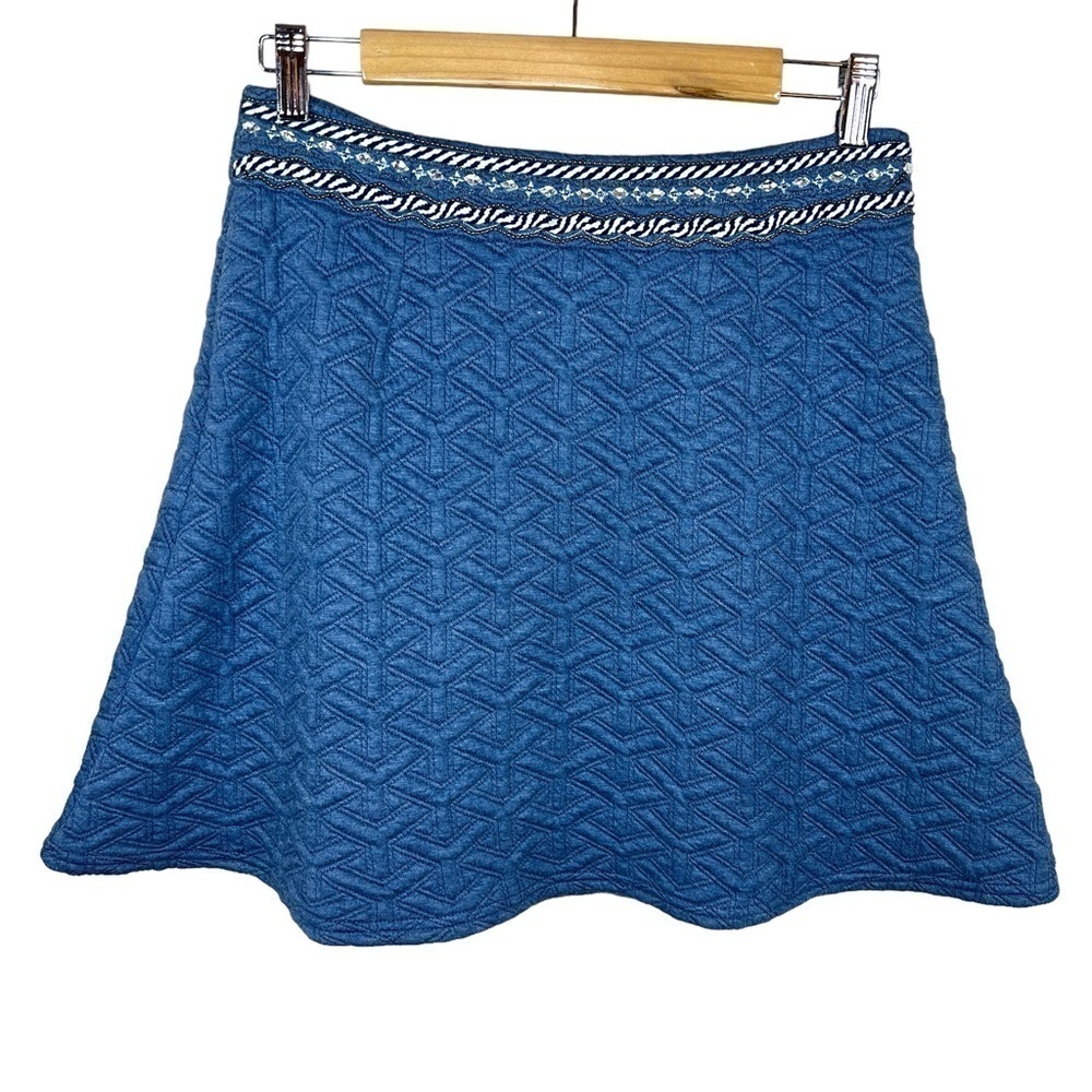 NEW Dina Be Blue Stretch A Line Stretch Skirt Gemstone Rhinestone Mini Preppy